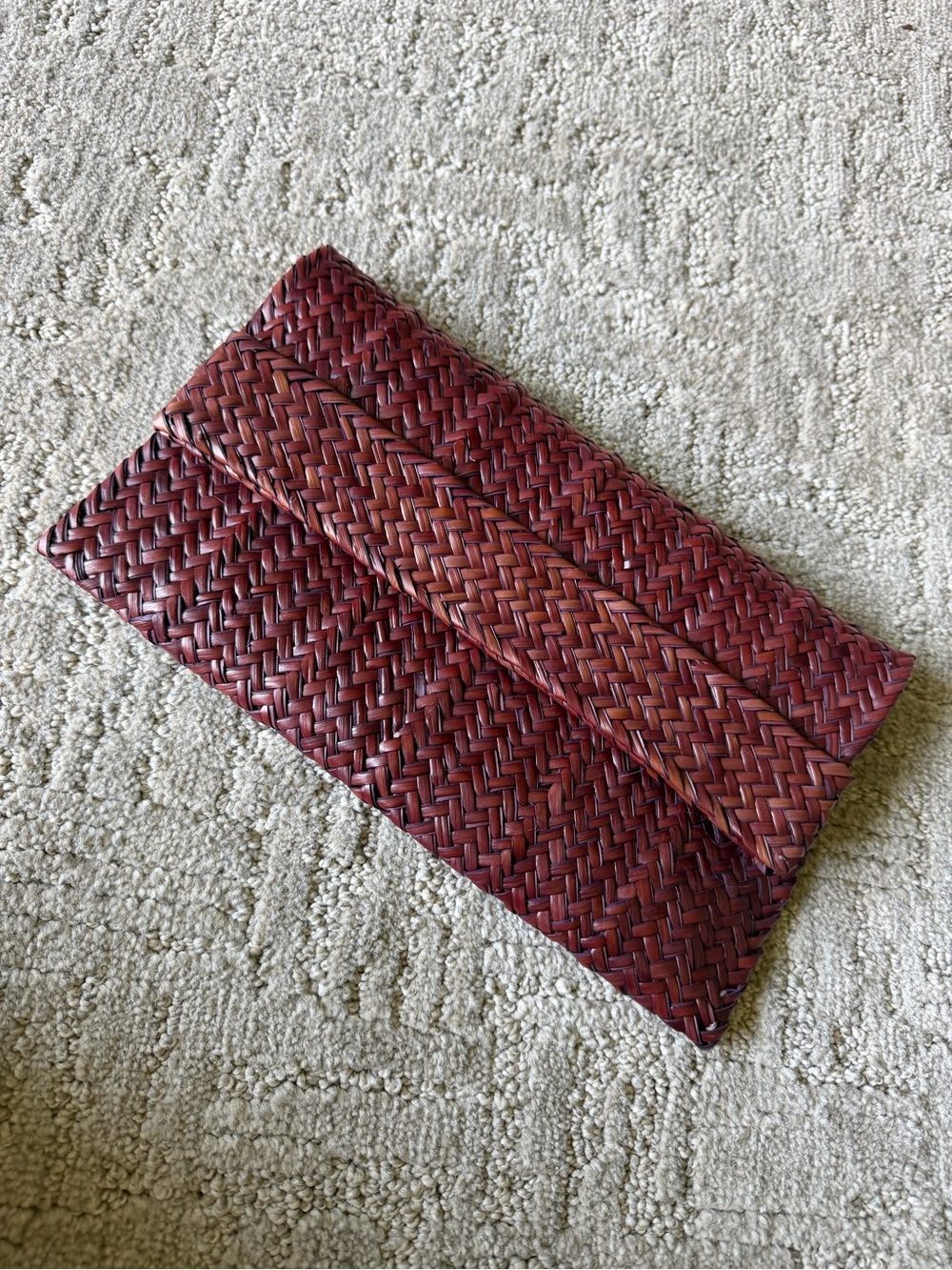Vintage Woven rattan Fold-Over Clutch - Red
